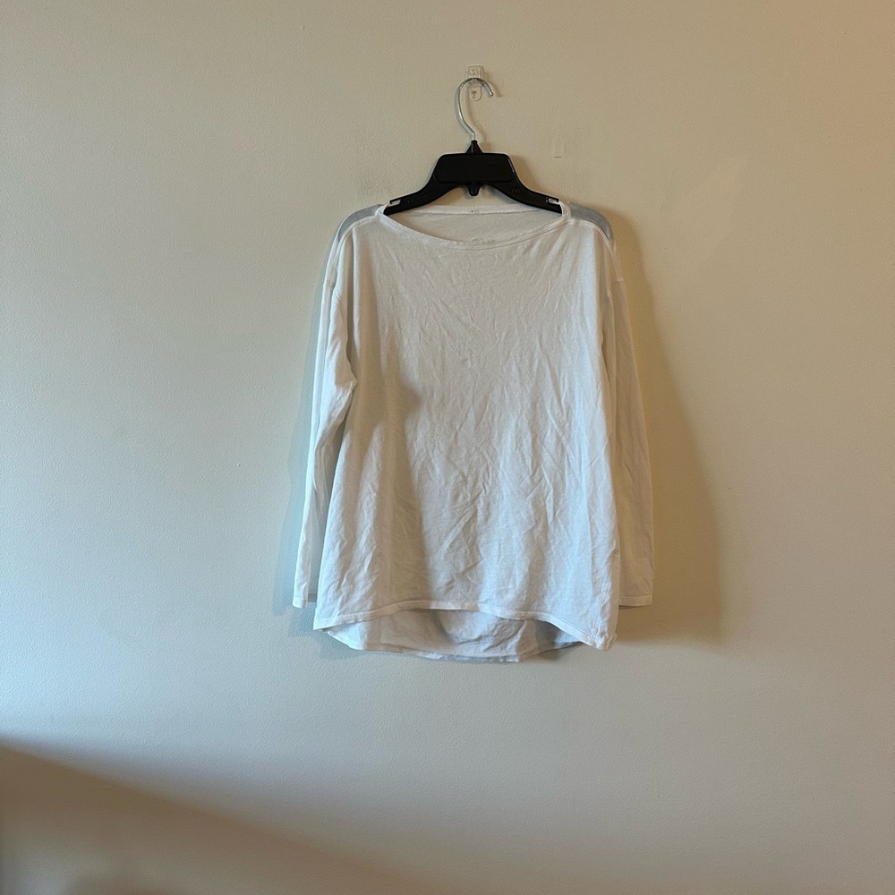 FLAWED Lululemon 2/4 Back In Action Oversized LS Tee White Vitasea Pima Cotton